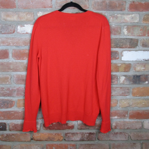 Lacoste Poppy Orange Cashmere V Neck Sweater 42 L F70248 Golf - Picture 3 of 7